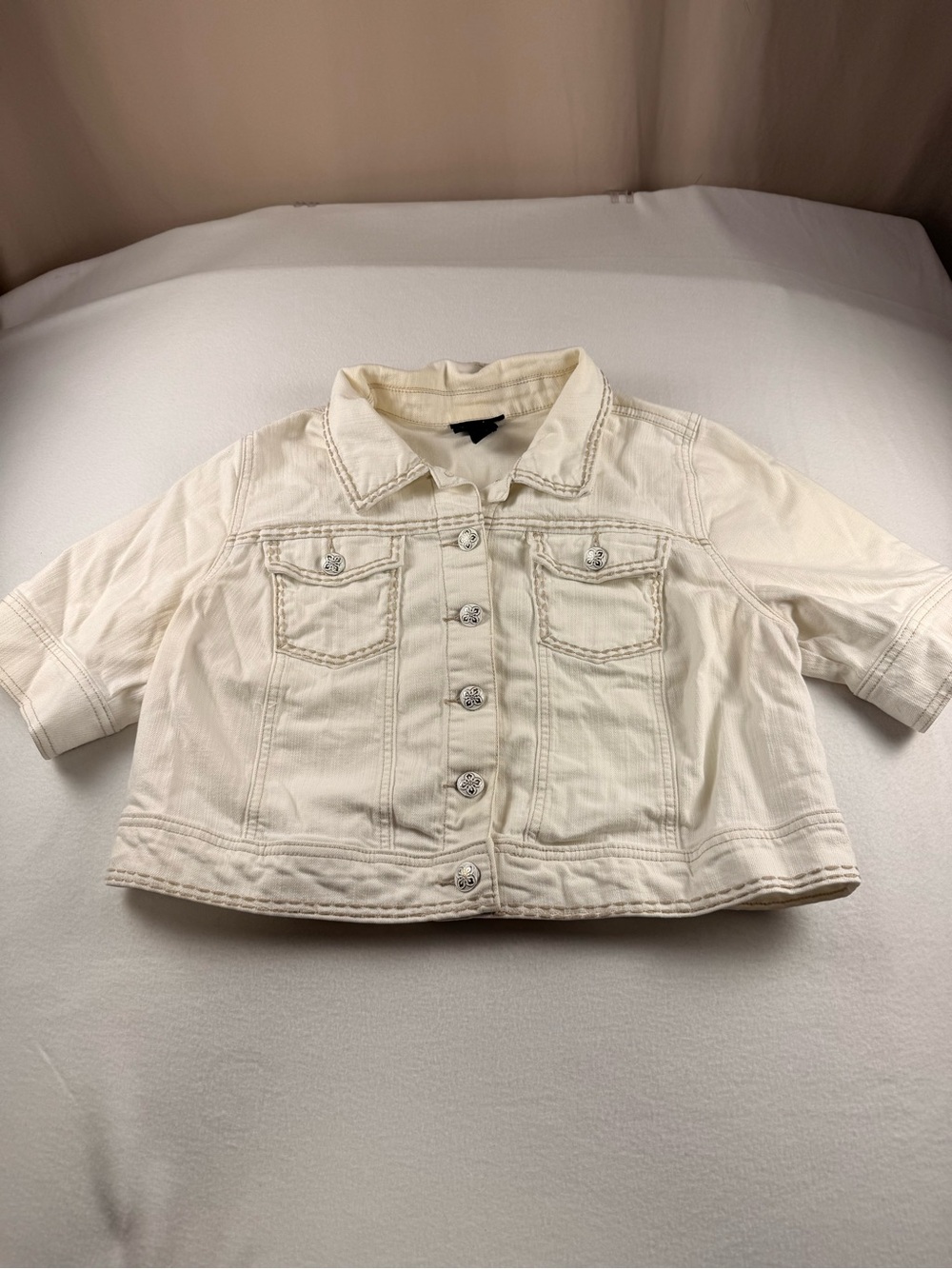 Lane Bryant Cream Jean Jacket for Kids - Short Trucker Style 349